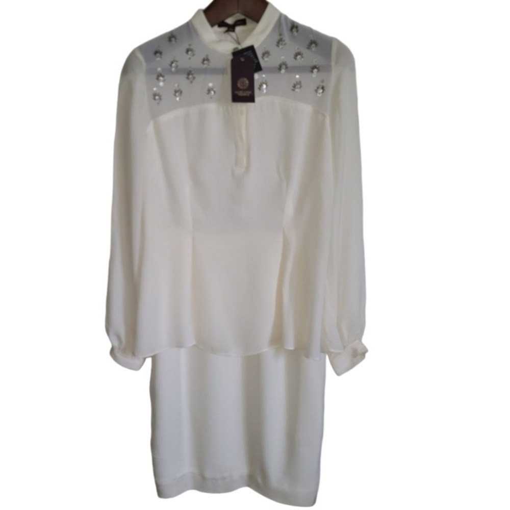 Marchesa Voyage Silk Dress Size 6 Cream